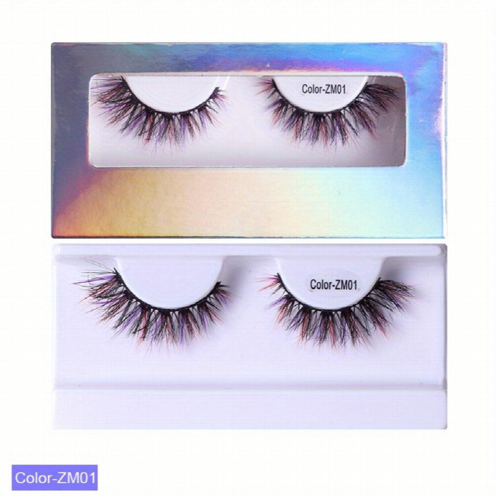 Multicoloured Colored Lashes Faux Mink False Eyelashes With Fluffy Volume Curly Faux Mink Eyelashes Stage Party Cosplay Makeup Lashes