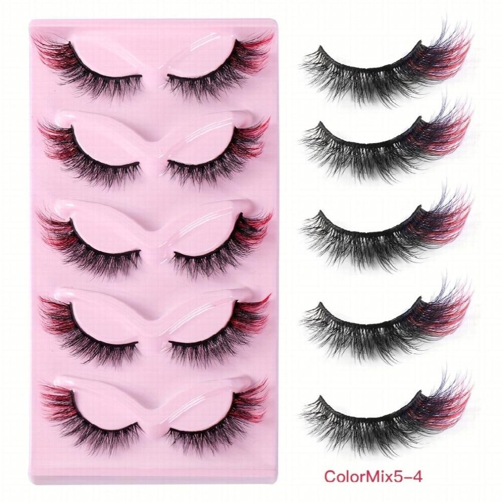 5 Pairs False Eyelashes Faux Mink Fox Eye False Eyelashes Natural Thick 3D Cat Eye Lashes