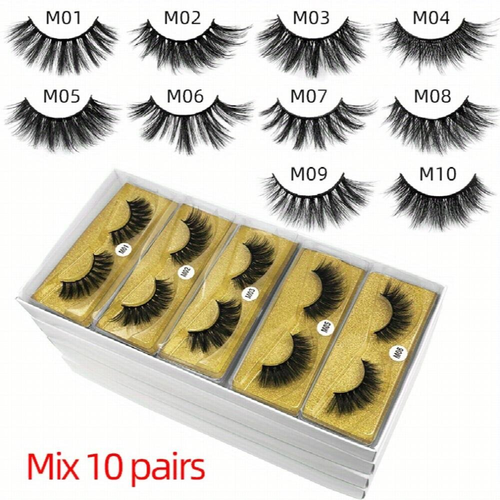 6D Mink False Eyelashes 10 50 100 Double Makeup Mink Eyelashes Natural Thick False Eyelashes