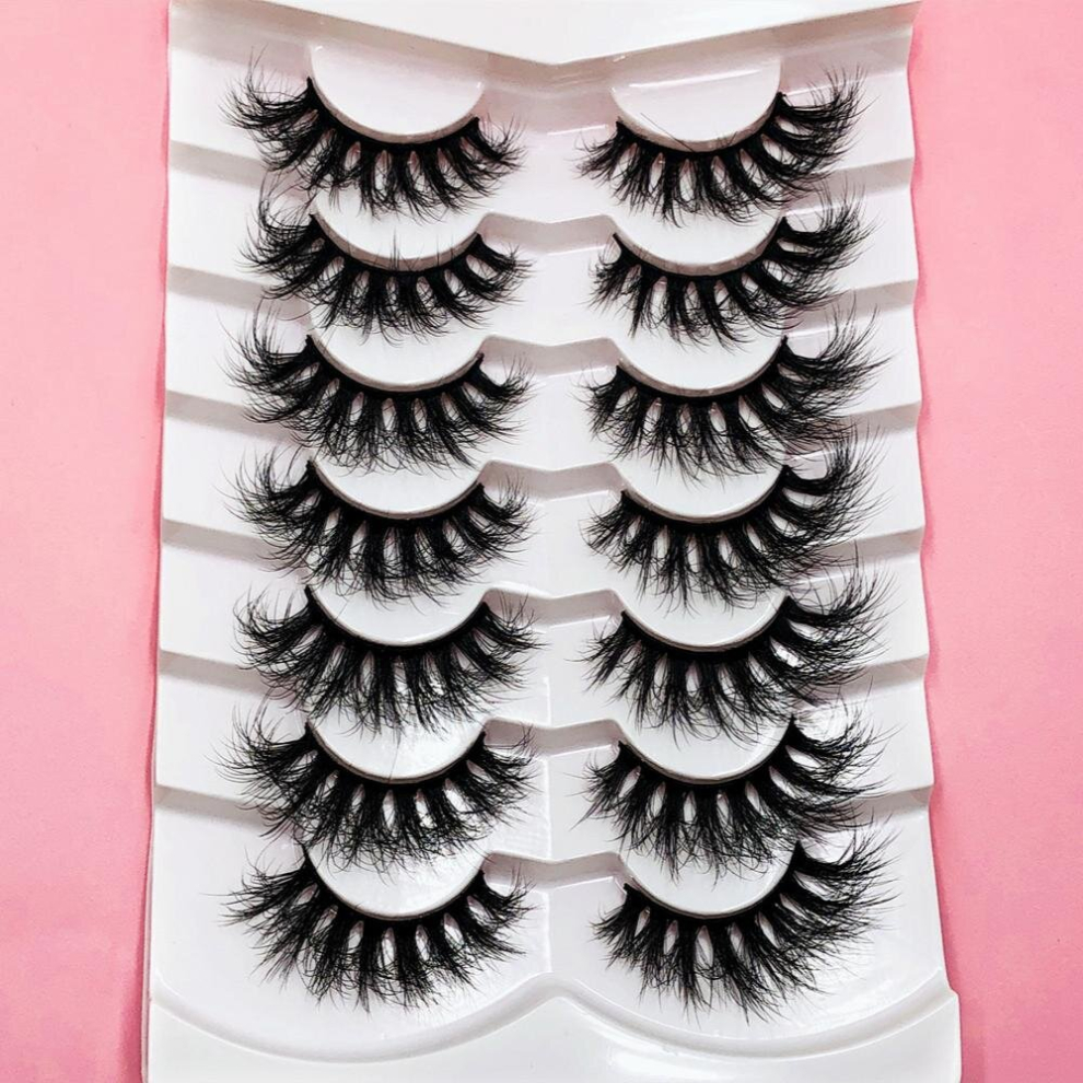 7 Pairs 3D Natural Faux Mink Eyelashes Fluffy Wispy False Eyelashes Volume Dramatic Lashes