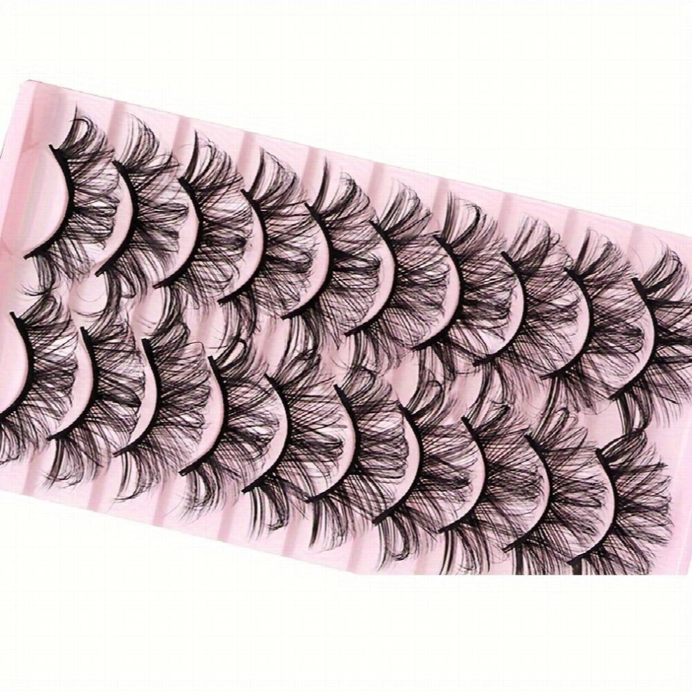 10 Pairs Fluffy Style False Eyelashes Thick Waterproof Faux Mink Hair False Eyelashes layer Slender Crossed Three dimensional Lashes