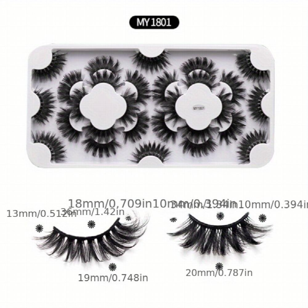18 Pairs False Eyelashes 8D Mink Hair Thick Curling Eye Lashes layer Curling Volume Lashes