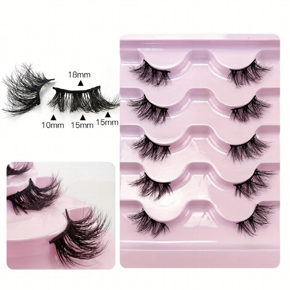Half Eye False Eyelashes Thick Curling 5 Pairs Faux Mink Hair Grafting Curling Eye Lashes Soft Comfortable And Reusable