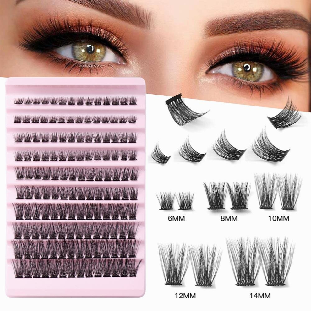 148Pcs Lash Clusters Individual Lashes Cluster Lashes D Curl 6 14mm Eyelash Clusters Reusable Soft & Comfortable Cluster Eyelash Extensions