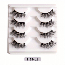 Half Lashes Natural Look 3D Wispy Faux Mink False Eyelashes Curly And Add Natural Volume For Dating Party Cosplay Stage Makeup