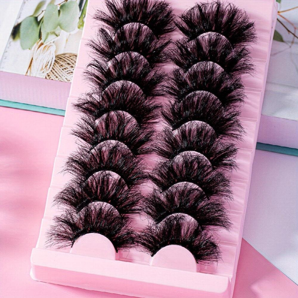 8 pairs Fluffy 25mm False Eyelashes Long Lasting Dramatic Volume Lashes Extension Thick and Long