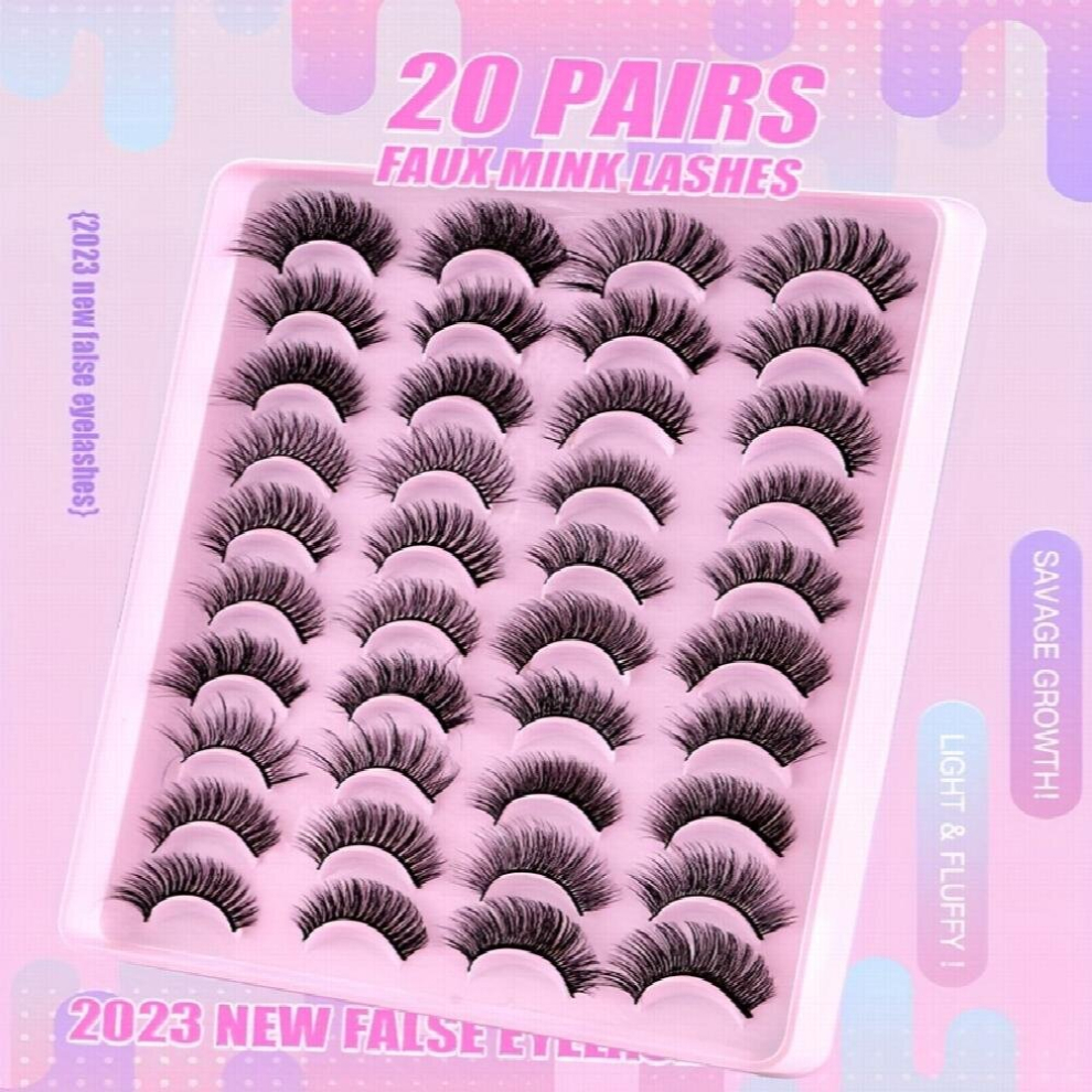 Multicoloured 20 Pairs Natural Thick False Eyelashes Simulated Chemical Fiber Lashes Messy Long Eye Lashes