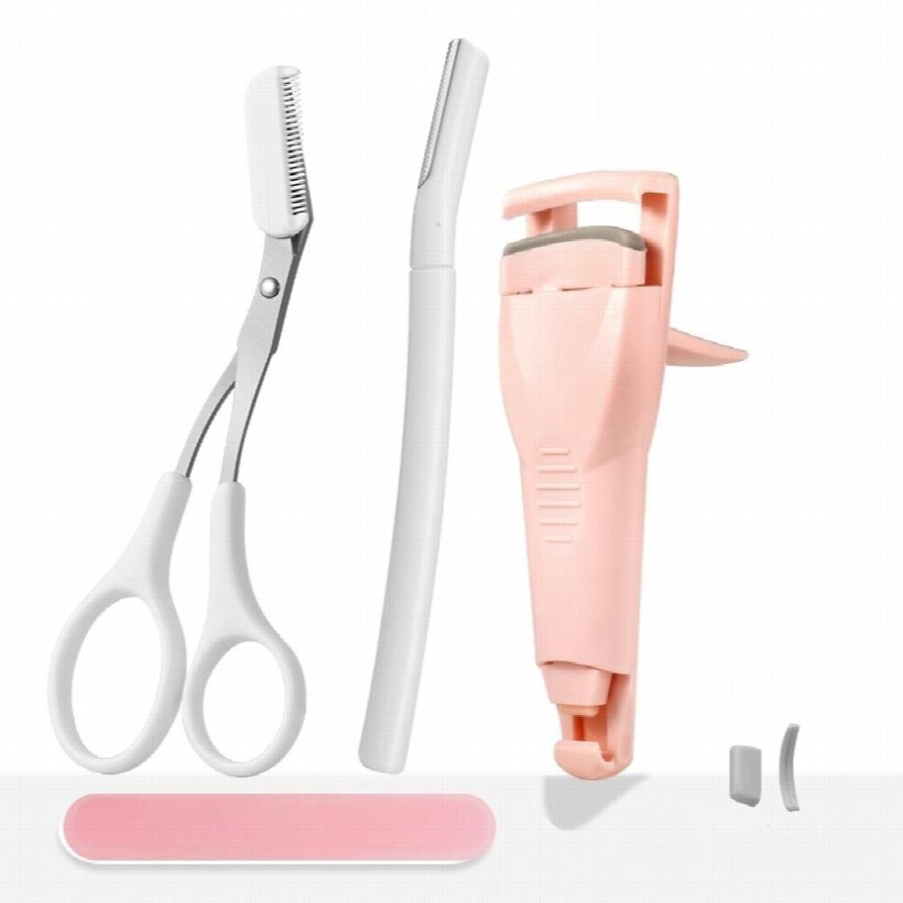 Multicoloured Eyebrow Shaping Tool Kit Eyelash Curler Eyebrow Trimmer Scissor With Comb Eyebrow Razor Kit For Eyelashes Curling And Eyebrow Shaping Facial Eye Makeu