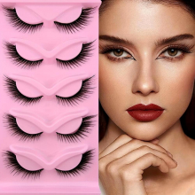 5 Pairs Eyelashes Natural Look Comfortable Winged False Eyelashes Slender Fluffy Lashes Faux Mink Fox Eye Lashes Fairy False Eyelashes