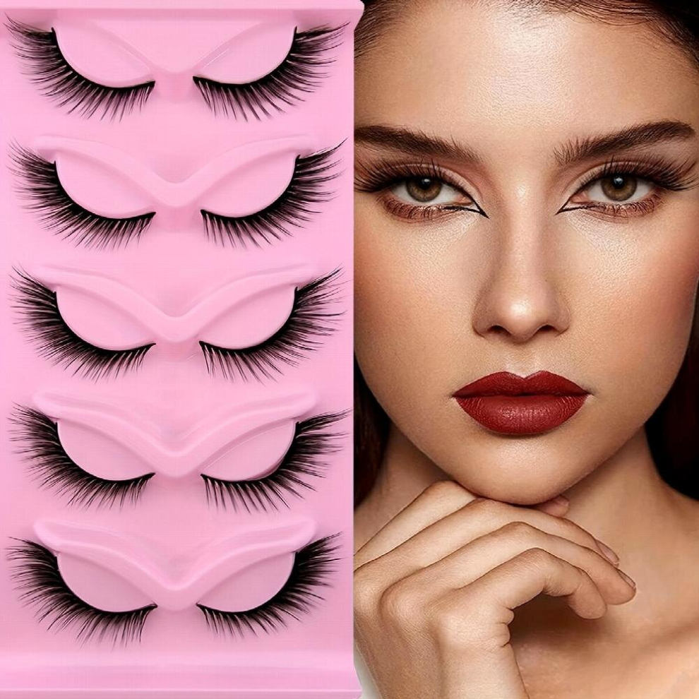 5 Pairs Eyelashes Natural Look Comfortable Winged False Eyelashes Slender Fluffy Lashes Faux Mink Fox Eye Lashes Fairy False Eyelashes