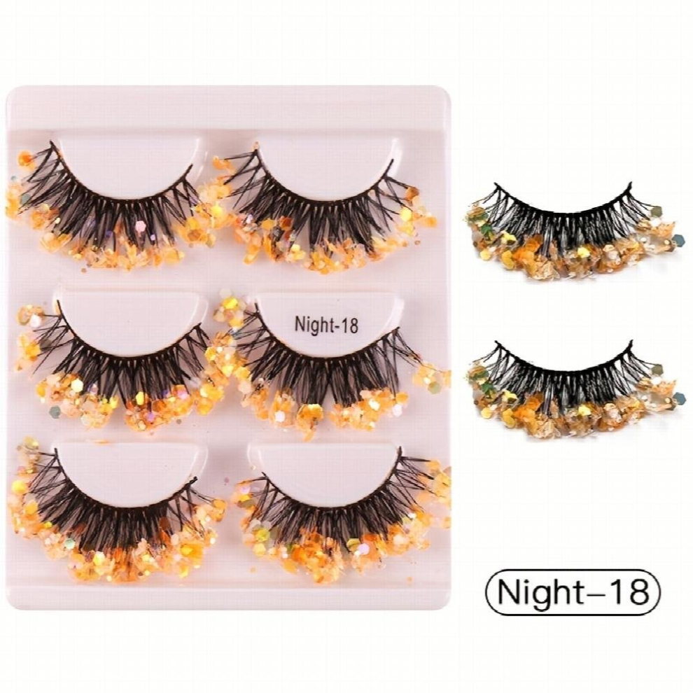Thick Luminous Sequined False Eyelashes Crossed Faux Mink Eyelashes For Stage Dance Party Makeup