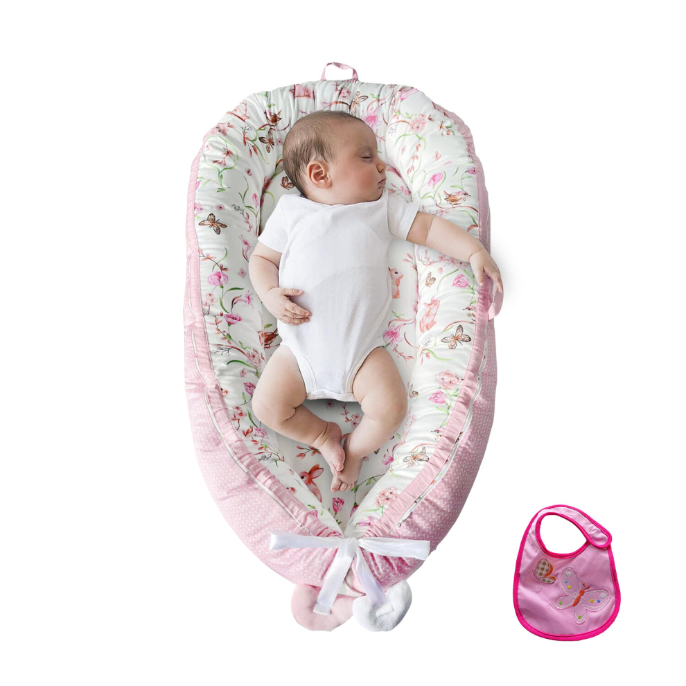 Baby Nest for Newborn and Baby Pod Cocoon Double Sided Baby Bassinet for Bed Lounger Nest Pod Cot Bed Sleeping Breathable Portable