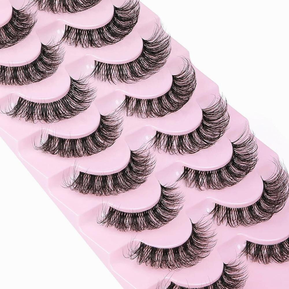 Multicoloured 10 Pairs False Eyelashes 6D Fluffy Wispy Faux Mink Eyelashes Cat Eye Effect Dramatic Lashes Eyelash Extension