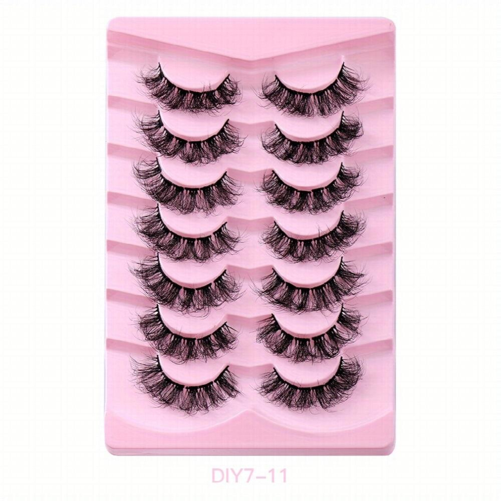 7 Pairs Chemical Fiber Lashes Segmented Fluffy False Eyelashes Curling Thick Simulated Natural Eye Lashes
