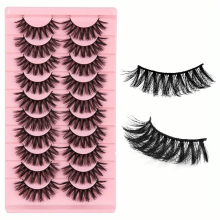 3D False Eyelashes Simulated Thick Curling Lashes Natural Look Faux Mink Hair Slender Lashes Soft Lashes Big Eye Makeup 10 Pairs