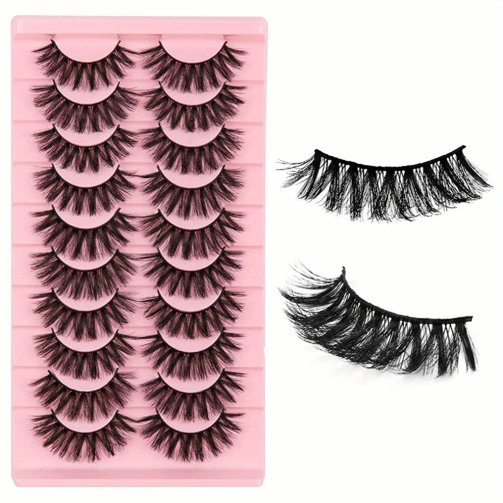 3D False Eyelashes Simulated Thick Curling Lashes Natural Look Faux Mink Hair Slender Lashes Soft Lashes Big Eye Makeup 10 Pairs
