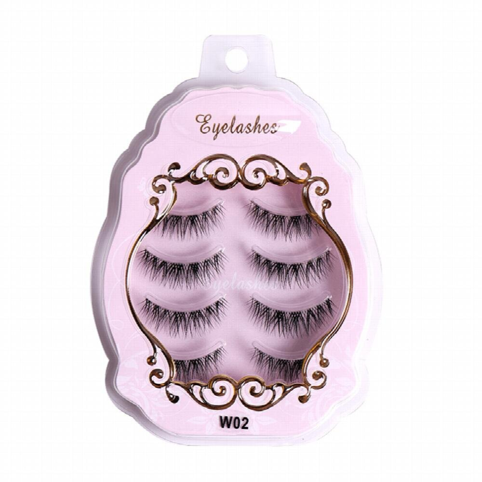 4 Pairs Manga Lashes Clear Band Anime Lashes Natural Crisscross Sunflower Style Cosplay False Eyelashes Lashes