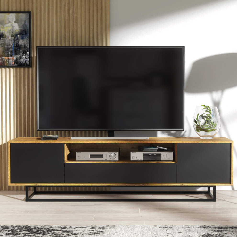 TV Unit 200cm Loft Creative Furniture - Oak & Black