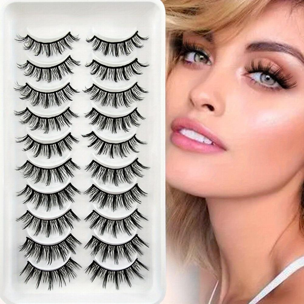 10 Pairs of Natural Curling Little Devil Manga Lashes Faux Mink False Eyelashes That Are Perfectly Matched