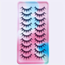 10 Pairs False Eyelashes Full Strip Lashes Thai Curly Fluffy Eyelashes Kpop Style Spiky Wispy Eyelashes Natural Look Dating Accessory False Eye Lash F