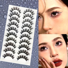 10 Pairs Fluffy False Eyelashes Natural Look Volume Thick Curly Lashes Extension Long Soft Full Strip Lashes