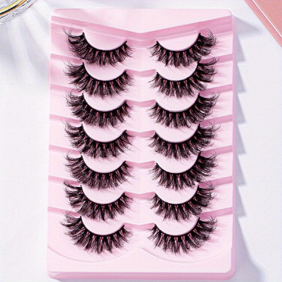 7 Pairs Eyelashes Fluffy Wispy 15MM Lashes Dramatic Like Lash Extension Fishtail Thick Volume False Eyelashes 5D Curly Strip Lashes Soft Lashes Pack E