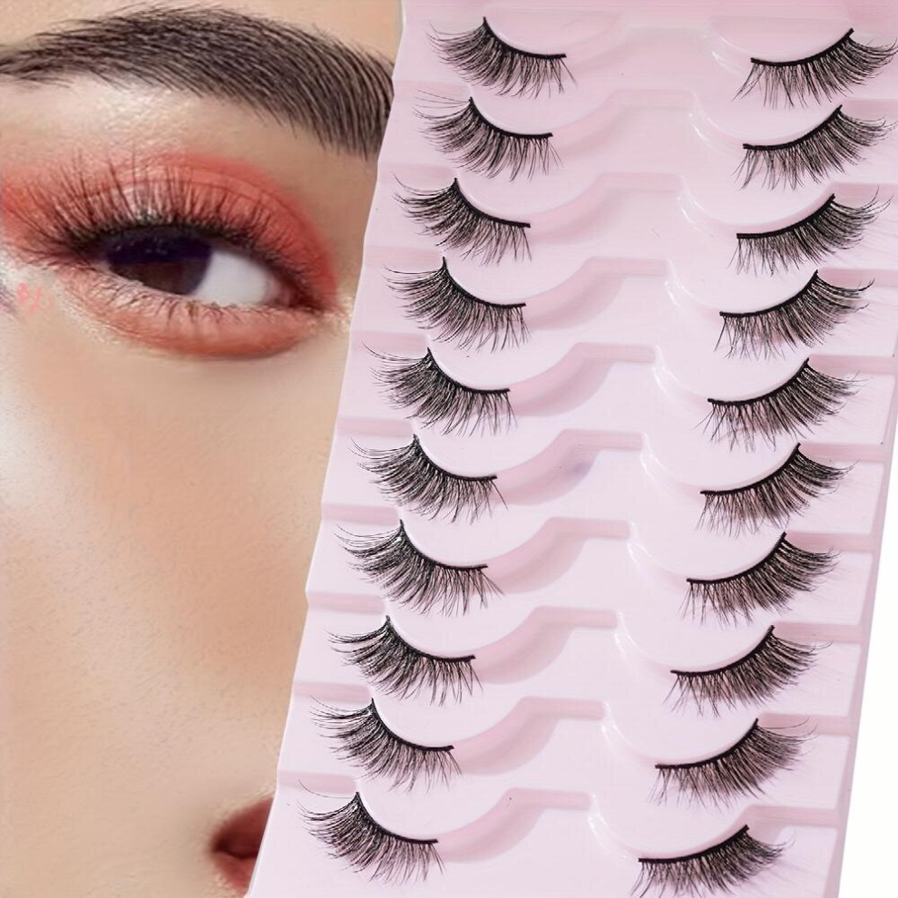 10 Pairs Half False Eyelashes Cat Eyes Look Natural Cross Lashes Eye Tail Elongated Half Eye False Eyelashes 14mm