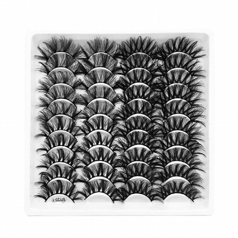 Multicoloured 20 Pairs False Eyelashes Fluffy Thick Curling Lashes Long Wearing Lashes High Faux Mink Simulated Natural Look Lashes