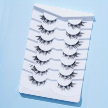 7 pairs Japanese Style Fox Eye False Eyelashes Wispy Crisscross Manga Lashes for Natural Look and Cosplay Anime Style