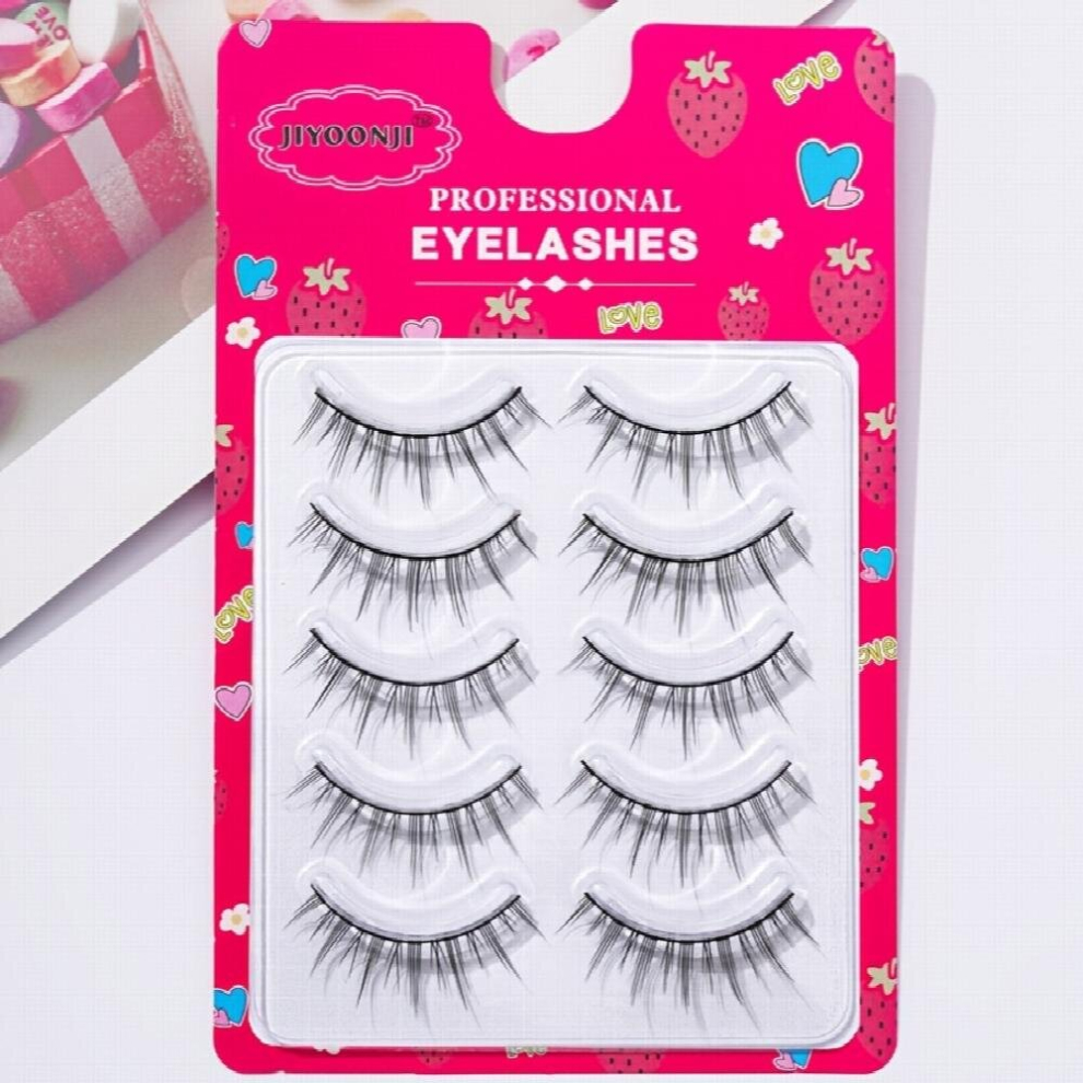 5 Pairs Spiky Manga Lashes Anime Lashes Style 13mm Natural Look False Eyelashes For Cosplay Wear
