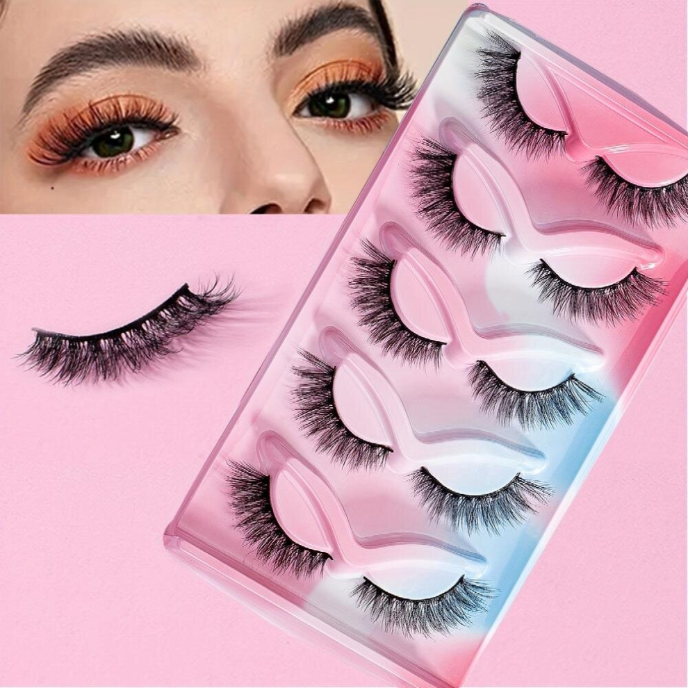 5 Pairs Cat Eye Lashes Winged End Eye Elongated False Eyelashes Fox Eye Lashes 12mm Makeup Lash Extension