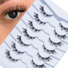 7 Pairs Beauty Lashes Fox Eye Look 13mm Fluffy False Eyelashes Fishtail Wispy Cross False Eyelashes Natural Look