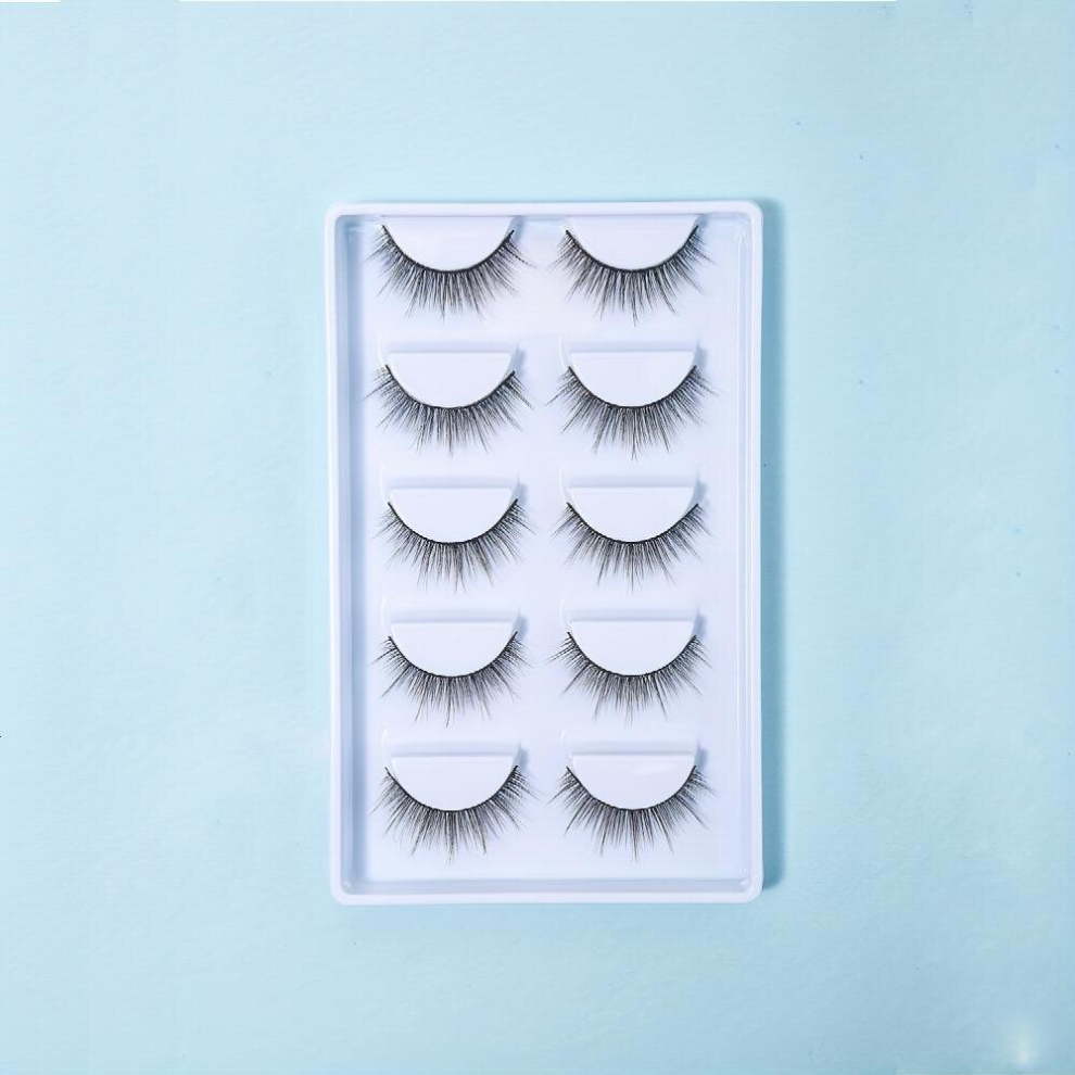 False Eyelashes 5 Pairs Natural Slender Stereo False Eyelashes Extension Volume Eye Lashes Fluffy Wispies Long Reusable Lashes