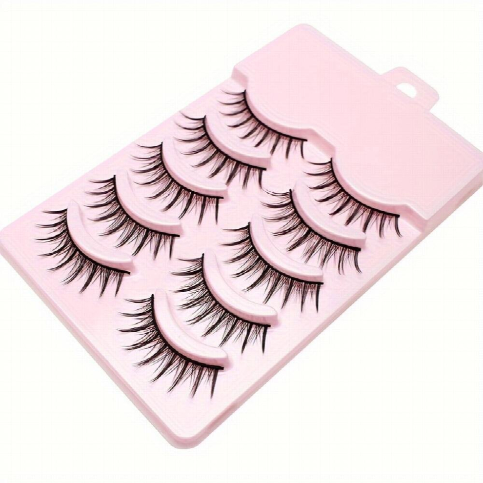 Multicoloured 5 Pair Manga Lashes Natural Long Makeup Strip False Eyelashes Spiky Wispy Eyelashes Fluffy Thick Lashes Pack