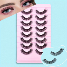 8 Pairs Fluffy Lashes Curly Crisscross Eye Elongated Eyelash Thick Volume Makeup False Eyelashes Natural Look Lash Extension Strip Eyelashes