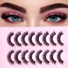 8 Pairs Fluffy False Eyelashes End Eye Elongated False Eyelashes Thick Volume Curly Lashes Natural Look