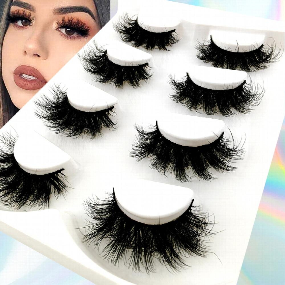 4 Pairs 18mm False Eyelashes Fluffy Volume Full Strip False Lashes Faux Mink Dramatic Look Volume Strip Lashes