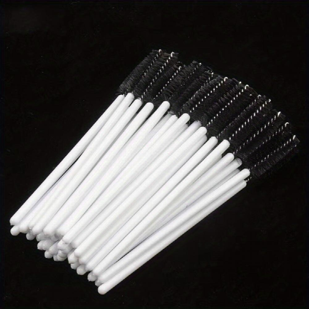 Black 50Pcs Mascara Brushes Wands Eyelash Brush Spoolie Brushes With Handle For Eyelash Extensions And Mascara Use
