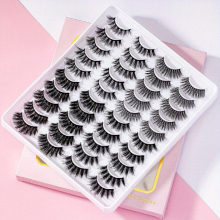 20 Pairs False Eyelashes 3D Faux Mink Lashes Natural Look Dramatic Fluffy Eyelashes Soft Wispy Volume Cross Reusable Eyelash Makeup Tools