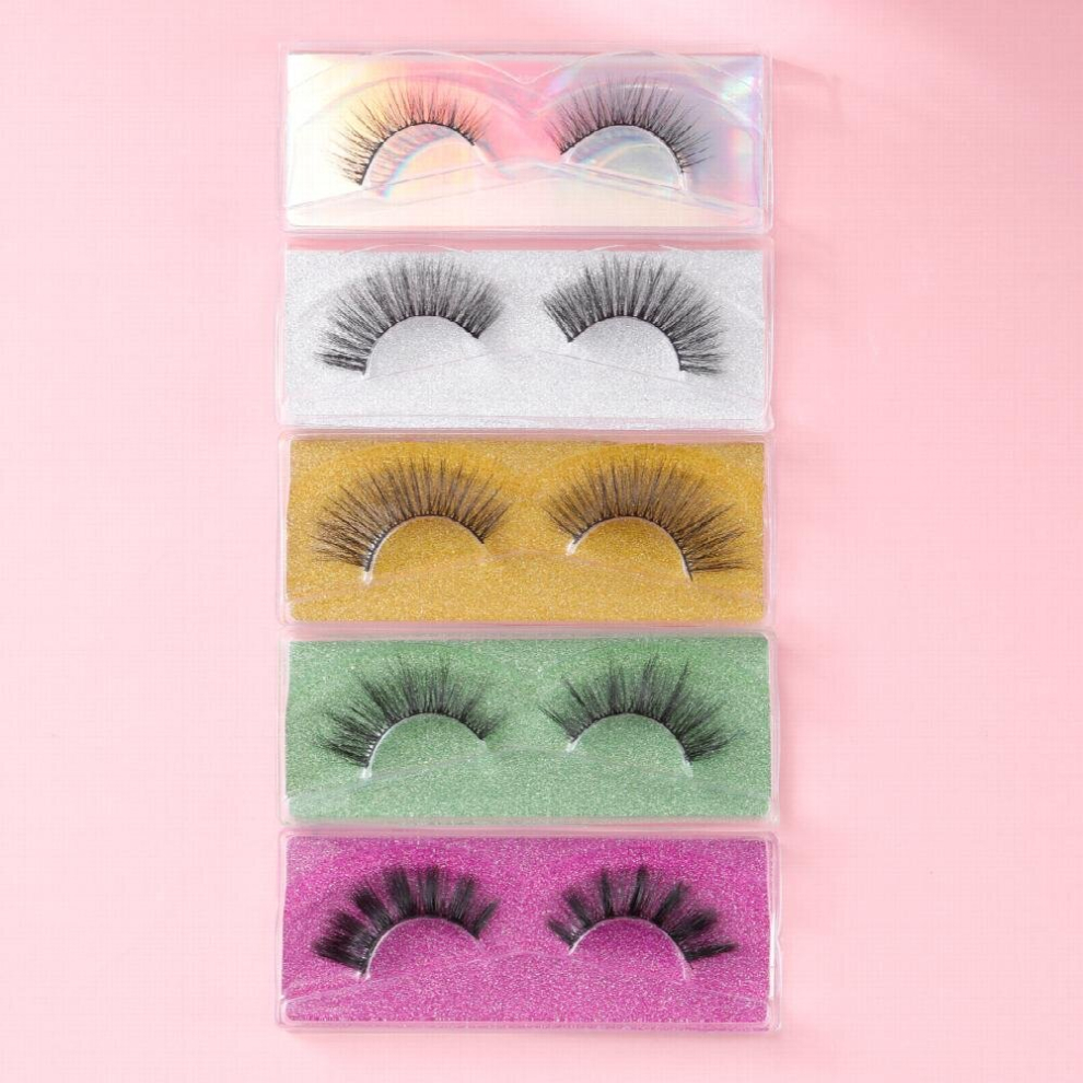 Multicoloured 5 Pairs Of Natural Faux 3D Mink Lashes Get A Thick & Fluffy Look Instantly