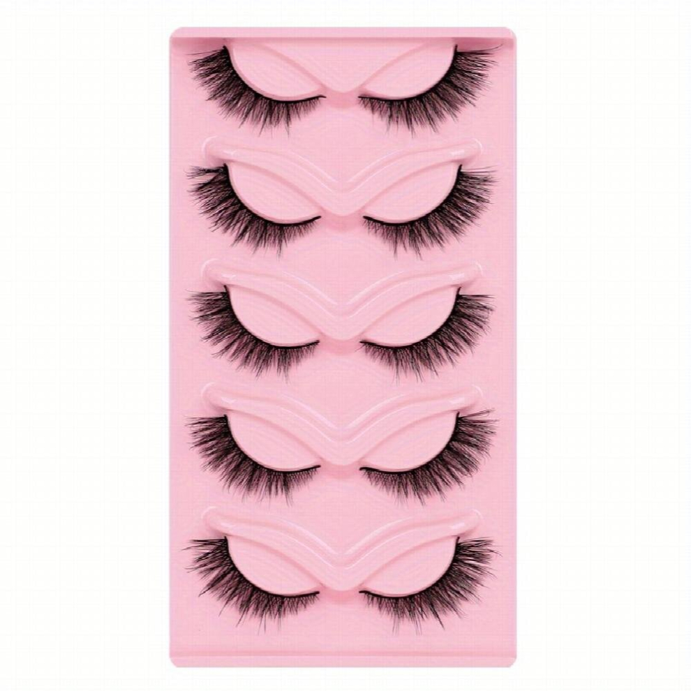 5 Pairs Fox Eye Lashes Natural 3D Winged End Eye Elongated Eyelashes Thick Curly Makeup Eyelash Extension Manga Lashes
