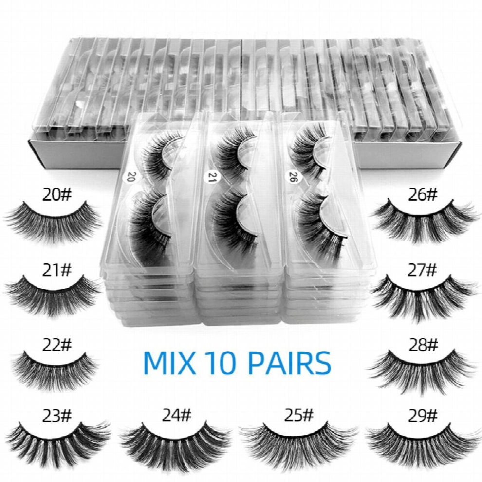 Mink Eyelashes 10 Pairs 6D Natural Mink Eyelashes Makeup Eyelashes Set False Eyelashes Set Mink Eyelashes
