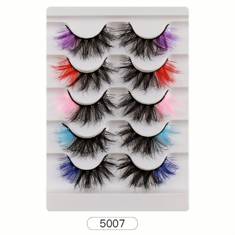 5 Pairs Colored Makeup Lashes 3D Crisscross Volume Thick False Eyelashes With Colorful Fluffy Cosplay Lashes Extension For Stage Party Halloween Makeu
