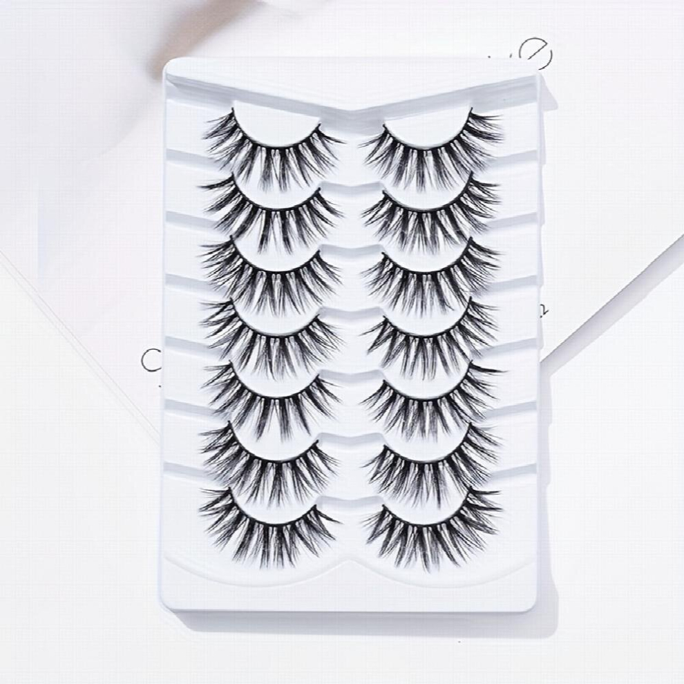 7 Pairs Fluffy False Eyelashes Long Style Natural Wispy Fluffy Lashes Fishtail Lashes That Look Like Extensions Cross Strip Eyelashes 7 15mm