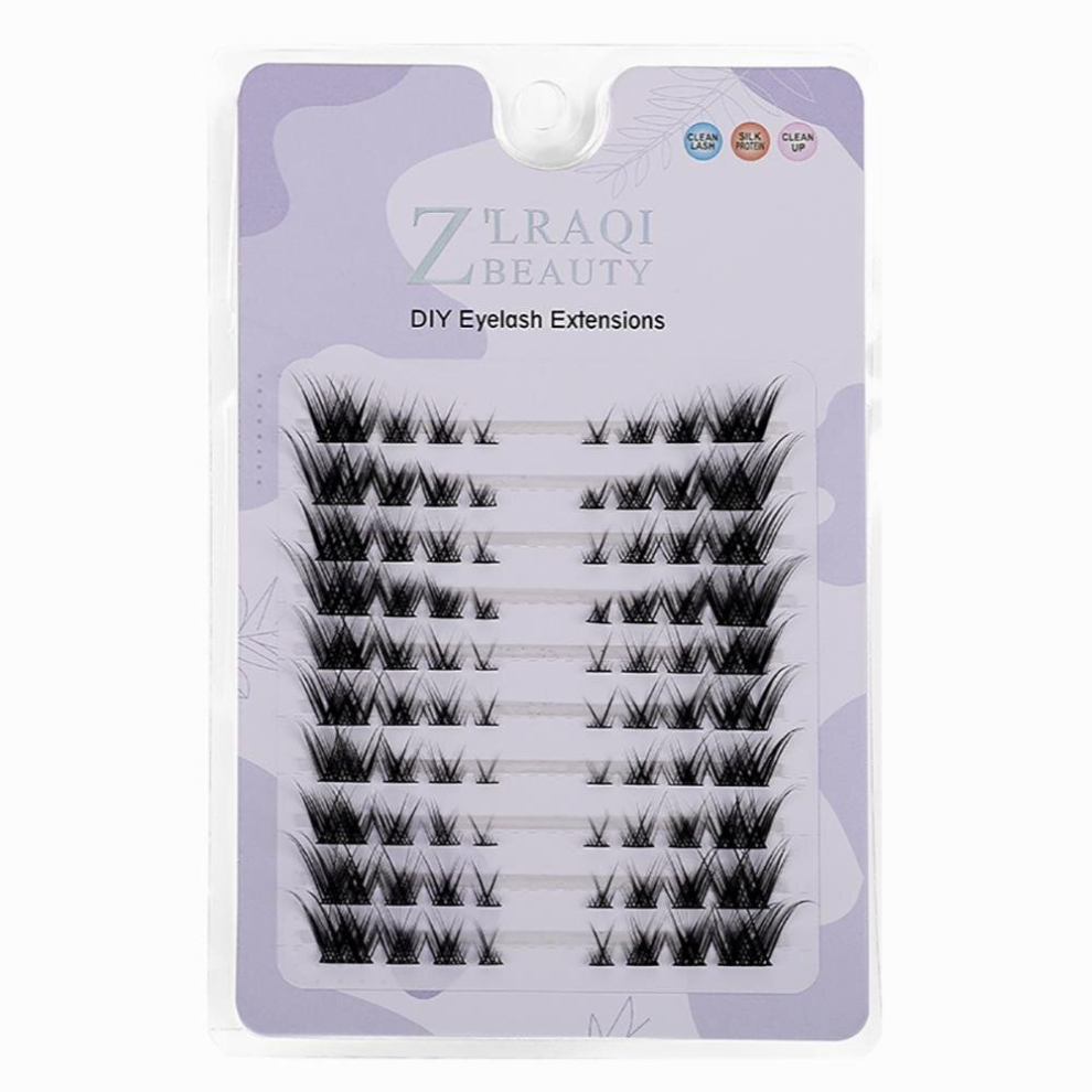 Multicoloured 10 Rows Individual Lashes Natural Looking Voluminous Lengthening Segmental False Eyelashes Natural Wispy Eyelash Cat Eye Eyelashes