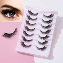 7 Pairs False Eyelashes 3D Effect Strip Lashes Fishtail Eyelashes End Eye Elongated Lashes Natural Look