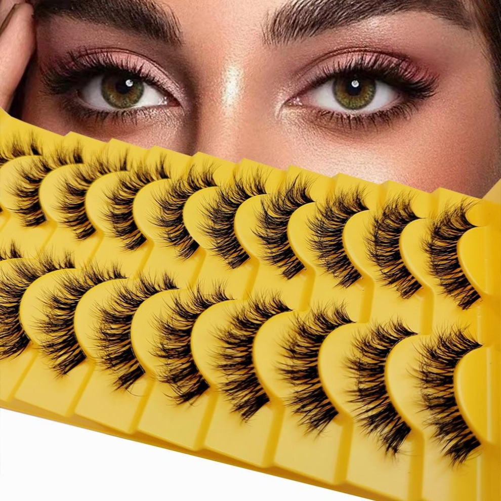 10 Pairs False Eyelashes 6D Fluffy Wispy Faux Mink Eyelashes Cat Fox Eye Effect Dramatic Lashes Eyelash Extension Makeup