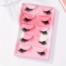 5 pairs Natural Look Wispy False Eyelashes Curly and Add Natural Volume for Dating Parties Cosplay and Stage Makeup