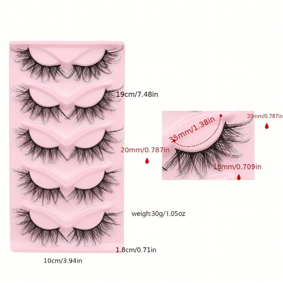 5 Pairs Fluffy Layer False Eyelashes 3D Crisscross Thick Eye Elongated Eyelashes Makeup Lash Extension For Party Stage Wear