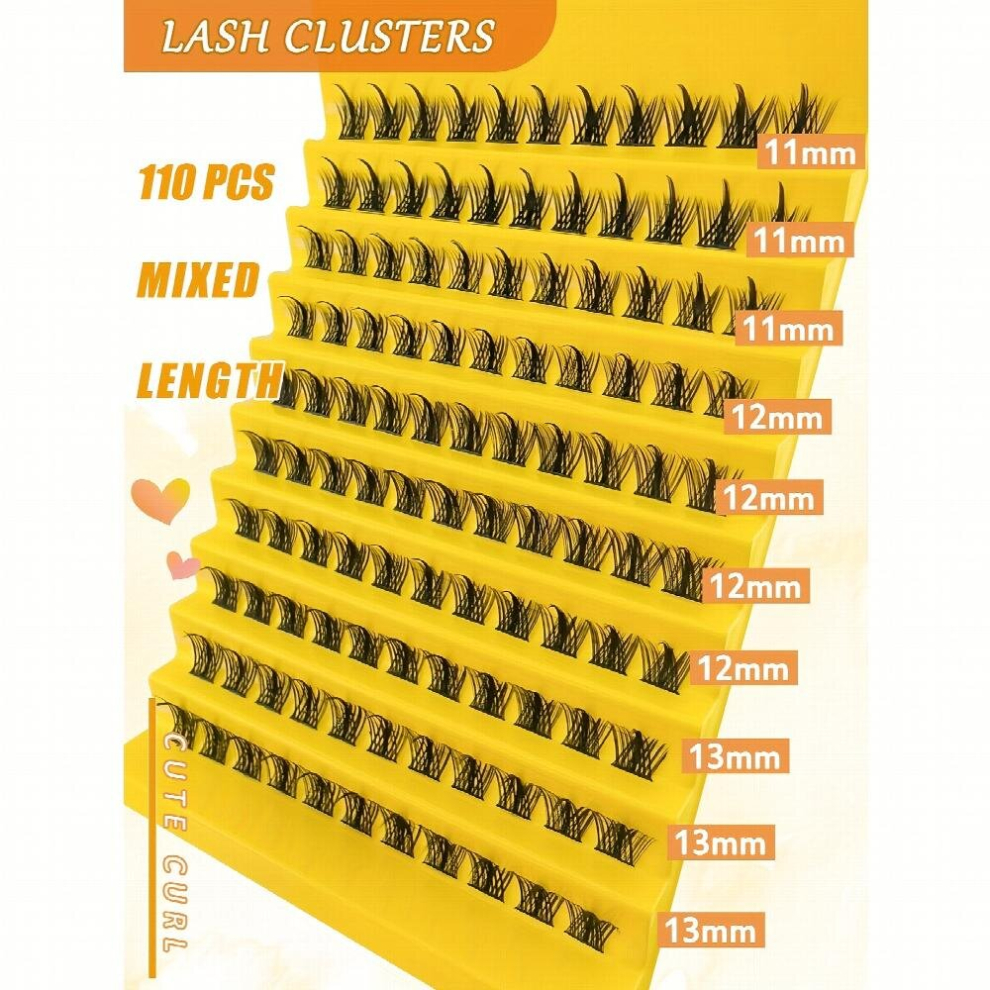 110pcs Clusters Eyelashes Segmented DIY Natural Curling Faux Mink False Eyelashes Extension